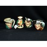Three Royal Doulton Small Size Character Jugs Together With A Royal Doulton Honest Measure Toby Jug