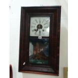 An American Pendulum Wall Clock The Door Having A Glass Panel View Of Edinburgh