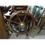 A 19th Century Eight Spoke Ships Wheel With Brass Mounts