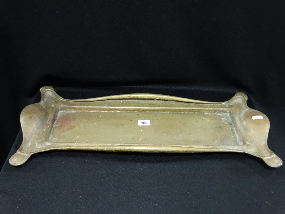 An Art Nouveau Period Brass Oblong Tray 24" Across