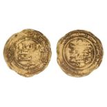 ABBASID, AL-RADI (322-329h), Dinar, Filastin 325h, 2.09g. REFERENCE: Bernardi 285Gn. CONDITION: Fair