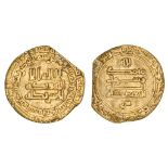 ABBASID, AL-MU‘TADID (279-289h), Dinar, Samarqand 281h. REVERSE: lillah | Muhammad | rasul | Allah |