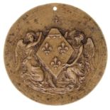 *French School, 18th century, the Dukes of Orléans, an unfinished bronze uniface plaquette, two