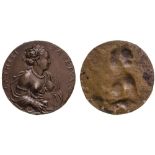 *Antonio Abondio (1538-91), Caterina Riva, uniface bronze medal, half-length figure right with pearl