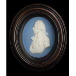 *A Blue Jasperware Portrait Plaque of Lord Nelson, by Wedgwood, modelled by Jan De Vaere, in a
