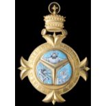 *Ethiopia, Order of the Trinity, Grand Cross sash badge, in gilt and enamels, width 80.5, a few test