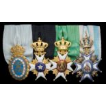 *Sweden, Mounted Group of Four, King Gustav V’s 70th Birthday commemorative 1928, Order of the North