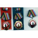 Cuba, Order of Lazaro Peña, First, Second and Third class breast badges, in silver-gilt, silver,