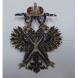 Russia, Copy: Order of St Andrew, an older copy of a sash / collar badge in gilt metal, paint and