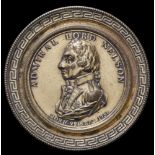 *A Brass Nelson Memorial Box Medal or Snuff Box, c.1805, signed M&P, uniformed bust of Nelson