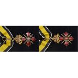 Bulgaria, Order of Military Merit, Third class neck badge, in gilt and enamels; Fifth class breast