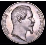 France, Napoleon III, Exposition Universelle 1855, silver medal, by Barre, bare-headed bust right,