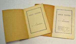 Whitcombe, C A - 2x 'Golfing Notes' handbooks, instructional handbooks, both SB with some pencil