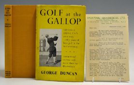 Duncan, George - "Golf at the Gallop" 1st edition "Review" copy 1951 publ'd Sporting Handbooks