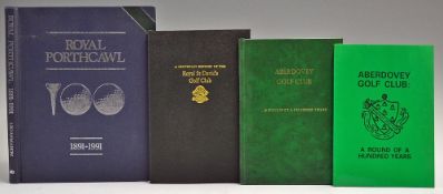 Selection of Welsh Golf Club Histories featuring 2x Aberdovey GC HB leather bound edition and SB
