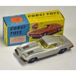 Corgi Toys Chevrolet Corvette Sting Ray No. 310 silver in original box, with swivel jewelled lights,