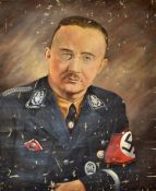 WWII Heinrich Himmler artwork consisting of an official portrait in oils on canvas of Himmler [