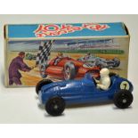 Crescent Toys Racing Car No. 1288  in original box, in blue with racing driver, good condition,