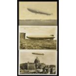 Aviation Postcard selection 1930 Hindenburg LZ 129 Zeppelin photocard t/w 1930 LZ127 Zeppelin over
