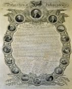Declaration of Independence Engraved Broadside 1819 'In Congress July 4th 1776' a John Binns,