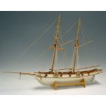 Wooden Armed Schooner Model Ship a finely made quality model, in wood, 27 inches in length, with a