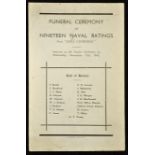 WWII Guernsey Funeral Ceremony of Nineteen Naval Ratings from 'HMS Charybdis' a very scarce 4 page
