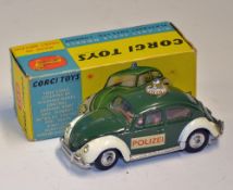 Corgi Toys Volkswagen European Police Car 'Beetle' No. 492 green and white in original box, with '