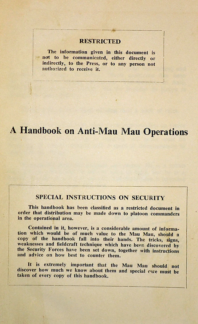 Africa Kenya Mau Mau uprising a handbook on Anti Mau Mau operations. Issued by the British Commander - Bild 2 aus 2