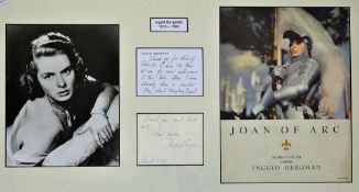 Autograph Ingrid Bergman 1915-1982 a signed hand written letter a well-known Swedish actress,
