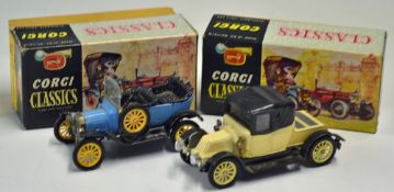 Corgi Classics to include 1910 Renault 9032 in cream, t/w 1915 Ford 9013 in blue (missing hood),