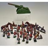 Small Quantity of Lead Soldiers featuring guardsman, t/w metal cast bullock gun in a metal case