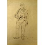 Original Artwork Roman Zenzinger German Foot Soldier a fine portrait in pencil showing a German foot