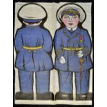 WWI Children's Rag Doll Cloth Contemporary theme a 'Royal Navy Captain' c1916 multi-coloured printed