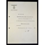 WWII German Adolf Hitler Signed Official Marriage Document granting permission to a German Officer