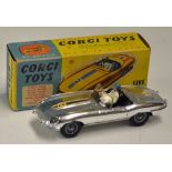 Corgi Toys E Type Jaguar Competition Model No. 312 in chrome in original box, Number '2' decals,