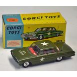 Corgi Toys HQ Staff Car No. 358 in green with original box, 'Oldsmobile super88', aerial shortened