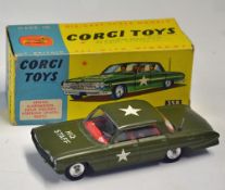 Corgi Toys HQ Staff Car No. 358 in green with original box, 'Oldsmobile super88', aerial shortened