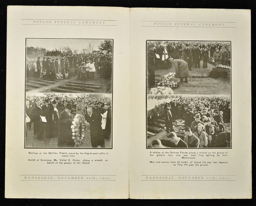 WWII Guernsey Funeral Ceremony of Nineteen Naval Ratings from 'HMS Charybdis' a very scarce 4 page - Bild 2 aus 2