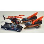 Corgi BATMOBILE Rocket Firing black with Robin (both figures), without box, has crack to Robin