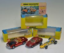 Corgi Toys Chevrolet Corvette Stingray Coupe 'Golden Jacks' red in original box, black bonnet,