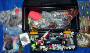 FLY TYING: Good assorted collection of fly tying materials, inc. feathers, silks, wools, seals fur