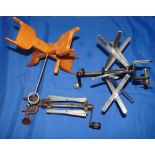 LINE WINDERS: (3) Early cast alloy Sextile style line drier, cast table clamp, shapes crank arm with