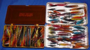 SALMON FLIES: Collection of approx. 230 salmon hair wing Waddington and Tube flies, assorted colours