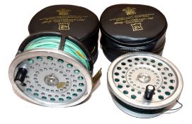 REEL & SPOOL: (2) Hardy Marquis Salmon No.2 alloy fly reel, ribbed brass foot, backplate tension