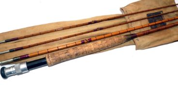 ROD: Early Hardy Gold Medal 9'6" 3 piece with spare tip Palakona trout fly rod, No.E19723,