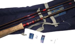 ROD: Hardy Graphite Deluxe Fly Rod, 11' 3 piece with extension butt, lined guides, whipped burgundy,