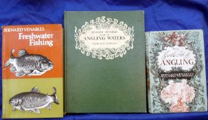 Three signed Bernard Venables books - "Freshwater Fishing" 1st ed 1967, H/b, D/j, good, "VB Guide To