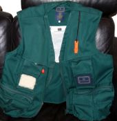 WAISTCOAT: Hardy Fisherman's Inflatable Life Jacket in as new condition, size XL, green cotton, c/