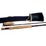 ROD: Hardy Deluxe Classic 10'6" 2 pce carbon fly rod, burgundy blank, line 7/8 cork hand with