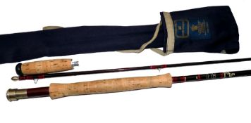 ROD: Hardy Deluxe Classic 10'6" 2 pce carbon fly rod, burgundy blank, line 7/8 cork hand with